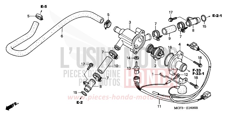 WATER PIPE for VTR1000 SP-2 ROSS WHITE (NH196B) from 2002